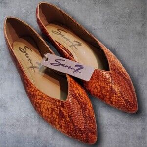 Seven7 Orange Snakeskin Women's Flats Size 6 Pointed Toe Ballet Shoes NWT